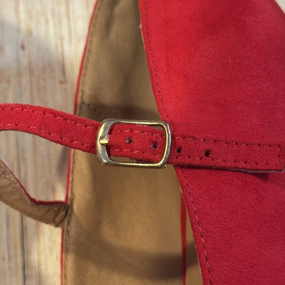 Suede Red Mary Jane Heels - Picture 12 of 15